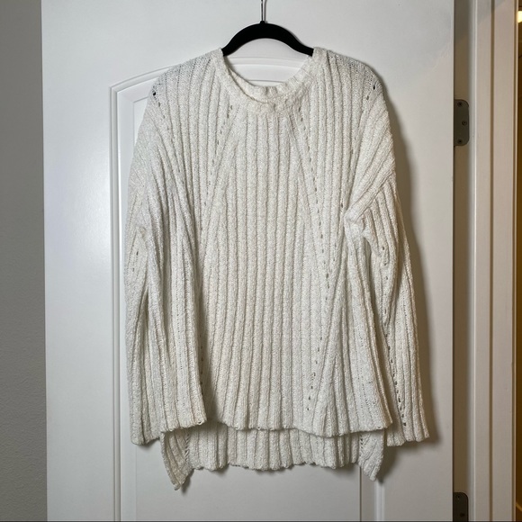 Nili Lotan White Knit Oversize Long Sleeve Sweater - Picture 1 of 9